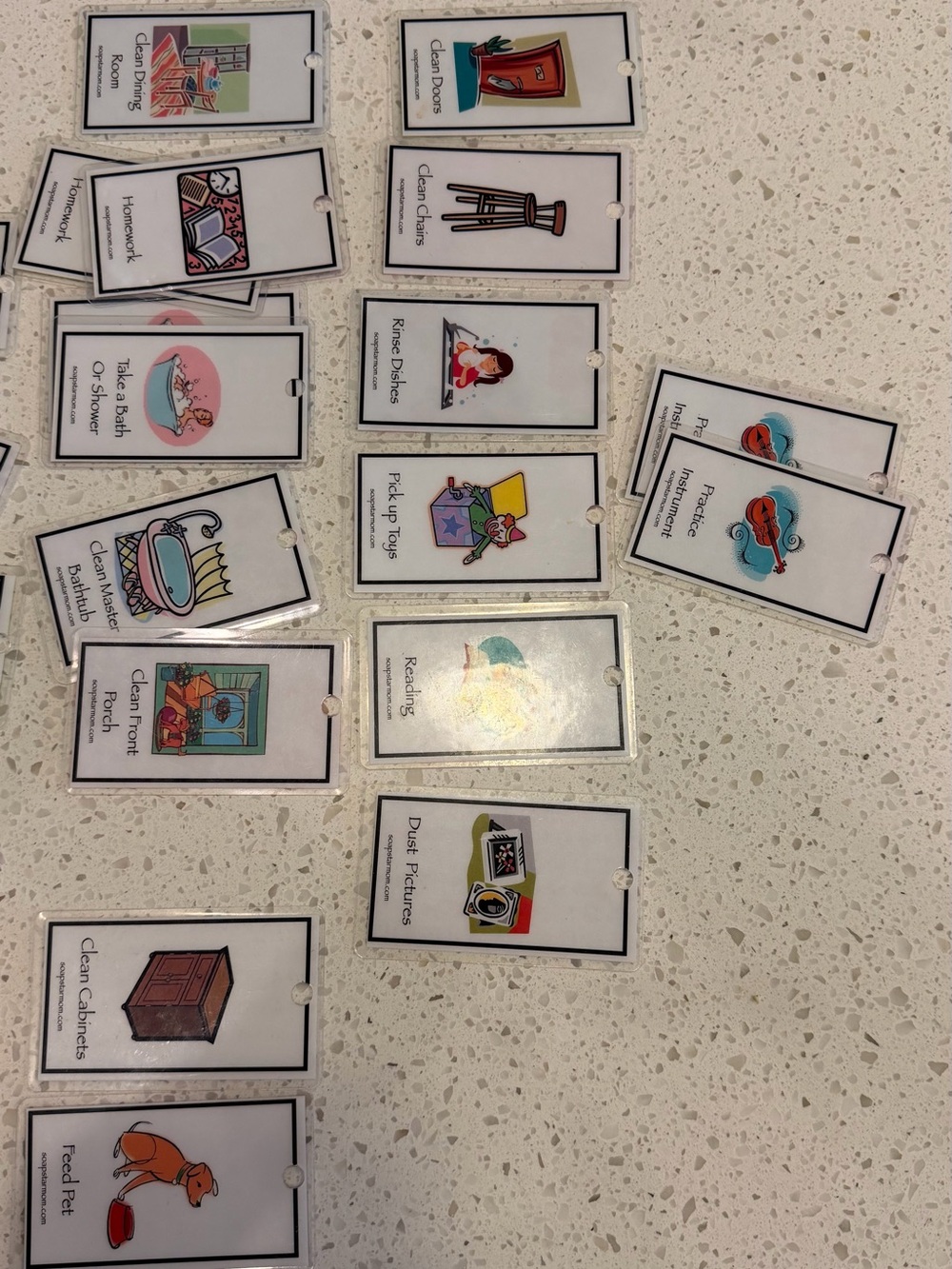 Chore Task Cards Set - White with Multicolor Illustrations